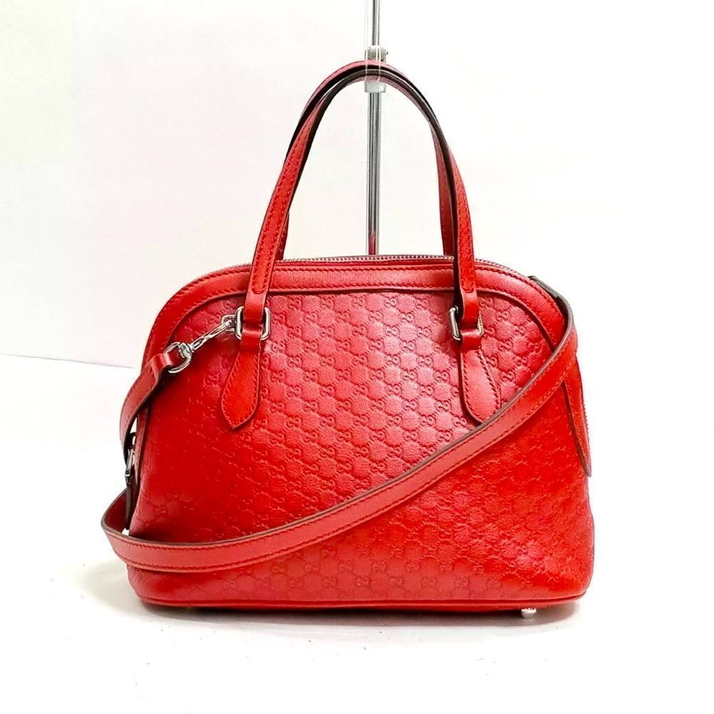 Auth Gucci Red Microguccisima Convertible 2way Mini Dome Satchel Crossbody